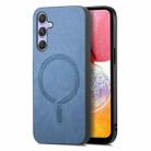 For Samsung Galaxy A14 Solid Color Retro Magsafe PU Back Cover Phone Case(Blue) - 1