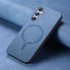 For Samsung Galaxy A14 Solid Color Retro Magsafe PU Back Cover Phone Case(Blue) - 2