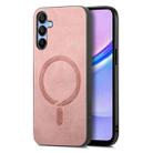 For Samsung Galaxy A15 Solid Color Retro Magsafe PU Back Cover Phone Case(Pink) - 1