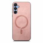For Samsung Galaxy A15 Solid Color Retro Magsafe PU Back Cover Phone Case(Pink) - 3