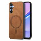 For Samsung Galaxy A15 Solid Color Retro Magsafe PU Back Cover Phone Case(Brown) - 1