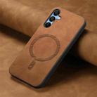 For Samsung Galaxy A15 Solid Color Retro Magsafe PU Back Cover Phone Case(Brown) - 2