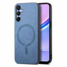 For Samsung Galaxy A15 Solid Color Retro Magsafe PU Back Cover Phone Case(Blue) - 1