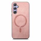 For Samsung Galaxy A34 5G Solid Color Retro Magsafe PU Back Cover Phone Case(Pink) - 3
