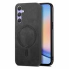 For Samsung Galaxy A34 5G Solid Color Retro Magsafe PU Back Cover Phone Case(Black) - 1