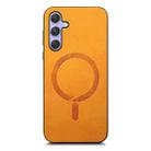 For Samsung Galaxy A34 5G Solid Color Retro Magsafe PU Back Cover Phone Case(Yellow) - 3