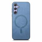 For Samsung Galaxy A34 5G Solid Color Retro Magsafe PU Back Cover Phone Case(Blue) - 3