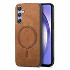 For Samsung Galaxy A54 5G Solid Color Retro Magsafe PU Back Cover Phone Case(Brown) - 1