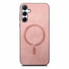 For Samsung Galaxy A55 5G Solid Color Retro Magsafe PU Back Cover Phone Case(Pink) - 3
