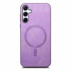 For Samsung Galaxy A55 5G Solid Color Retro Magsafe PU Back Cover Phone Case(Purple) - 3