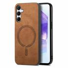 For Samsung Galaxy A55 5G Solid Color Retro Magsafe PU Back Cover Phone Case(Brown) - 1