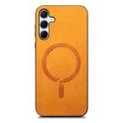 For Samsung Galaxy A55 5G Solid Color Retro Magsafe PU Back Cover Phone Case(Yellow) - 3