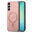For Samsung Galaxy S25 5G Solid Color Retro Magsafe PU Back Cover Phone Case(Pink) - 1