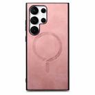 For Samsung Galaxy S25 5G Solid Color Retro Magsafe PU Back Cover Phone Case(Pink) - 2