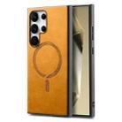 For Samsung Galaxy S25 Ultra 5G Solid Color Retro Magsafe PU Back Cover Phone Case(Yellow) - 1