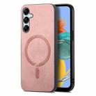 For Samsung Galaxy M14 5G Solid Color Retro Magsafe PU Back Cover Phone Case(Pink) - 1