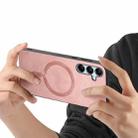 For Samsung Galaxy M14 5G Solid Color Retro Magsafe PU Back Cover Phone Case(Pink) - 3
