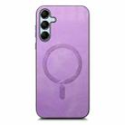 For Samsung Galaxy M14 5G Solid Color Retro Magsafe PU Back Cover Phone Case(Purple) - 2