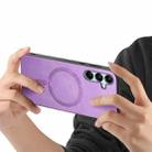 For Samsung Galaxy M14 5G Solid Color Retro Magsafe PU Back Cover Phone Case(Purple) - 3
