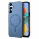 For Samsung Galaxy M14 5G Solid Color Retro Magsafe PU Back Cover Phone Case(Blue) - 1