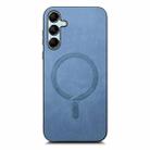 For Samsung Galaxy M14 5G Solid Color Retro Magsafe PU Back Cover Phone Case(Blue) - 2