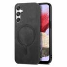 For Samsung Galaxy M34 / F34 5G Solid Color Retro Magsafe PU Back Cover Phone Case(Black) - 1