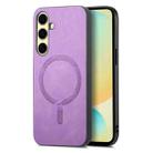 For Samsung Galaxy A56 5G Solid Color Retro Magsafe PU Back Cover Phone Case(Purple) - 1