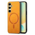 For Samsung Galaxy A56 5G Solid Color Retro Magsafe PU Back Cover Phone Case(Yellow) - 1