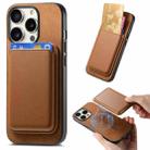 For iPhone 15 Pro Max Retro Magsafe Card Bag PU Back Cover Phone Case(Brown) - 1