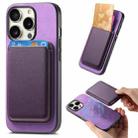 For iPhone 15 Pro Retro Magsafe Card Bag PU Back Cover Phone Case(Purple) - 1