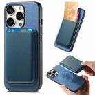 For iPhone 15 Pro Retro Magsafe Card Bag PU Back Cover Phone Case(Blue) - 1