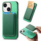 For iPhone 14 Retro Magsafe Card Bag PU Back Cover Phone Case(Green) - 1