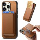 For iPhone 14 Pro Max Retro Magsafe Card Bag PU Back Cover Phone Case(Brown) - 1