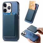 For iPhone 11 Pro Retro Magsafe Card Bag PU Back Cover Phone Case(Blue) - 1
