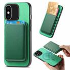 For iPhone XS Max Retro Magsafe Card Bag PU Back Cover Phone Case(Green) - 1