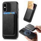 For iPhone XS Max Retro Magsafe Card Bag PU Back Cover Phone Case(Black) - 1