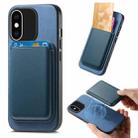 For iPhone XS Max Retro Magsafe Card Bag PU Back Cover Phone Case(Blue) - 1