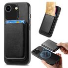 For iPhone 7 / 8 / SE 2022 Retro Magsafe Card Bag PU Back Cover Phone Case(Black) - 1