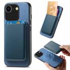 For iPhone 7 / 8 / SE 2022 Retro Magsafe Card Bag PU Back Cover Phone Case(Blue) - 1