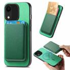 For iPhone XR Retro Magsafe Card Bag PU Back Cover Phone Case(Green) - 1