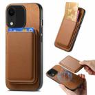 For iPhone XR Retro Magsafe Card Bag PU Back Cover Phone Case(Brown) - 1