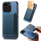 For iPhone 7 Plus / 8 Plus Retro Magsafe Card Bag PU Back Cover Phone Case(Blue) - 1