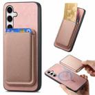 For Samsung Galaxy S23 FE 5G Retro Magsafe Card Bag PU Back Cover Phone Case(Pink) - 1