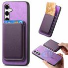 For Samsung Galaxy S23 FE 5G Retro Magsafe Card Bag PU Back Cover Phone Case(Purple) - 1