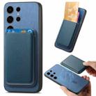 For Samsung Galaxy S23 Ultra 5G Retro Magsafe Card Bag PU Back Cover Phone Case(Blue) - 1
