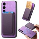 For Samsung Galaxy S23 5G Retro Magsafe Card Bag PU Back Cover Phone Case(Purple) - 1