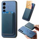 For Samsung Galaxy S23 5G Retro Magsafe Card Bag PU Back Cover Phone Case(Blue) - 1