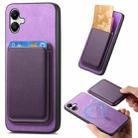 For Samsung Galaxy A05 Retro Magsafe Card Bag PU Back Cover Phone Case(Purple) - 1