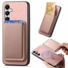 For Samsung Galaxy A05S Retro Magsafe Card Bag PU Back Cover Phone Case(Pink) - 1