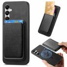 For Samsung Galaxy A14 Retro Magsafe Card Bag PU Back Cover Phone Case(Black) - 1